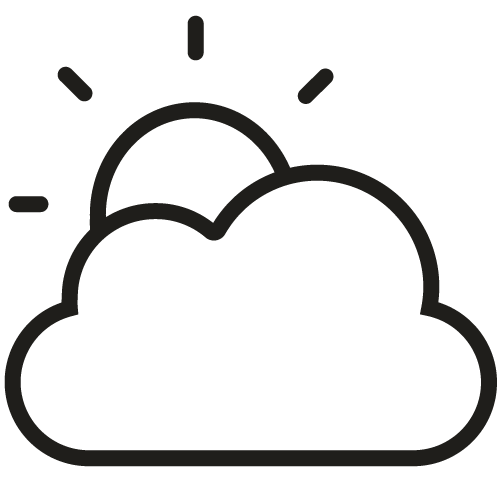 En tecknad ikon av en sol som går upp bakom ett moln.